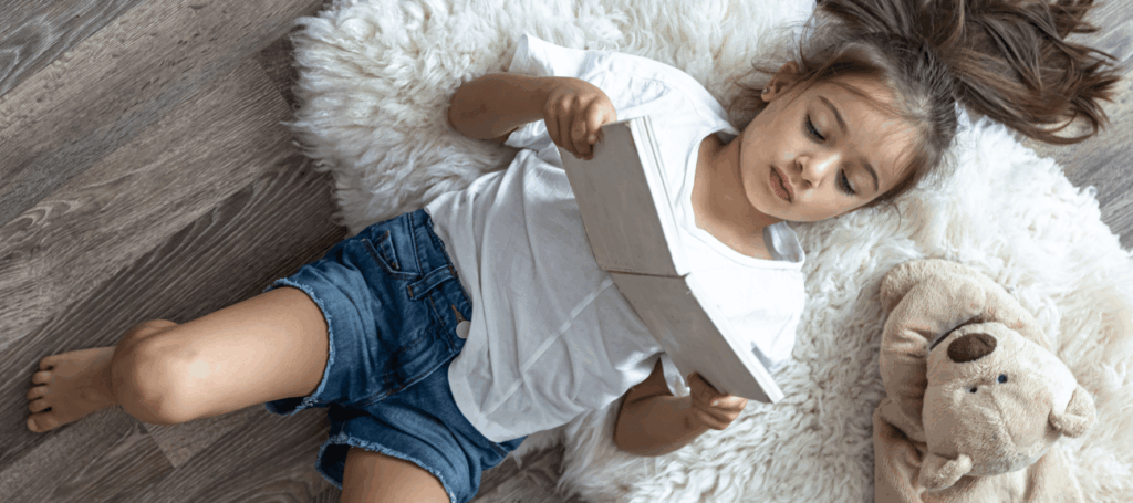 child reads