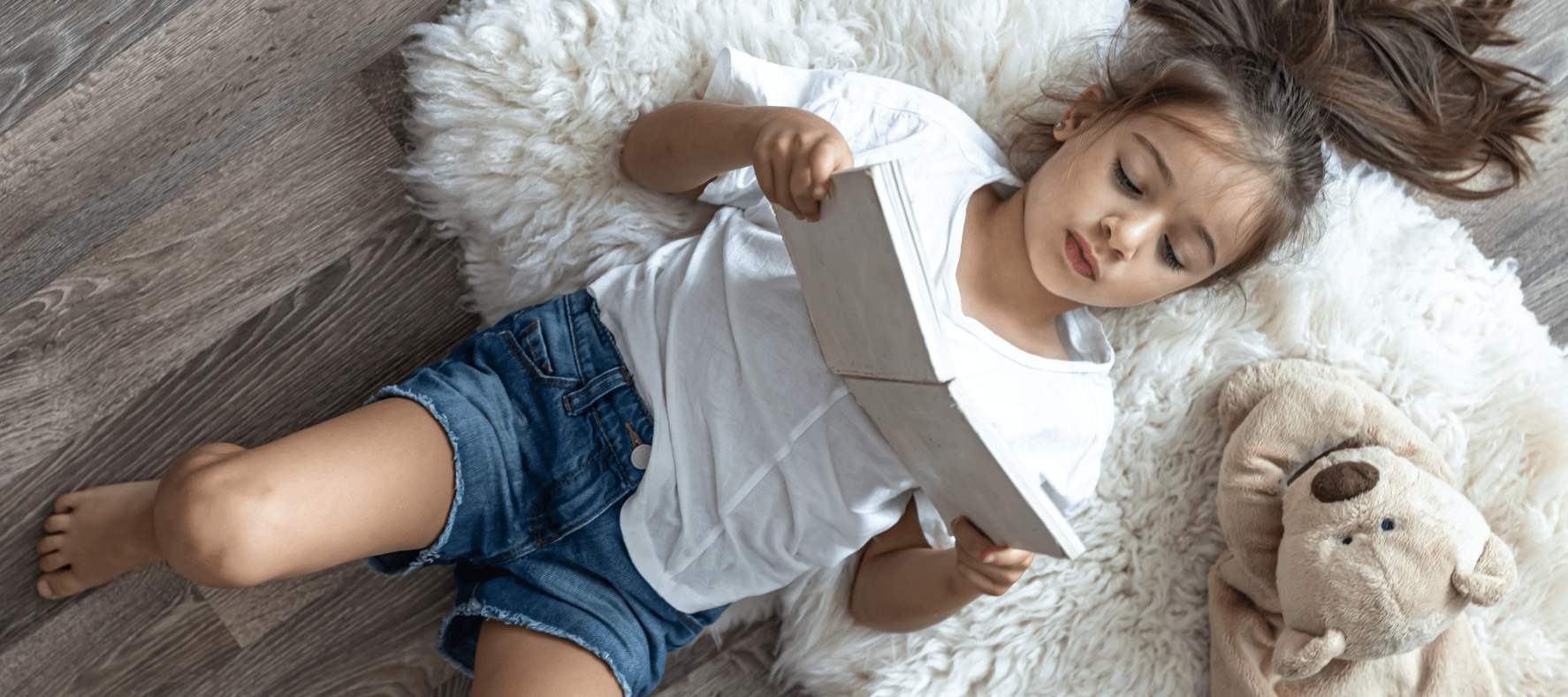 child reads