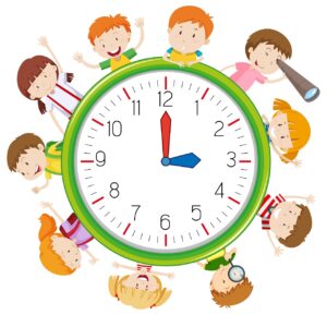 children on clock template illustration children on clock template illustration